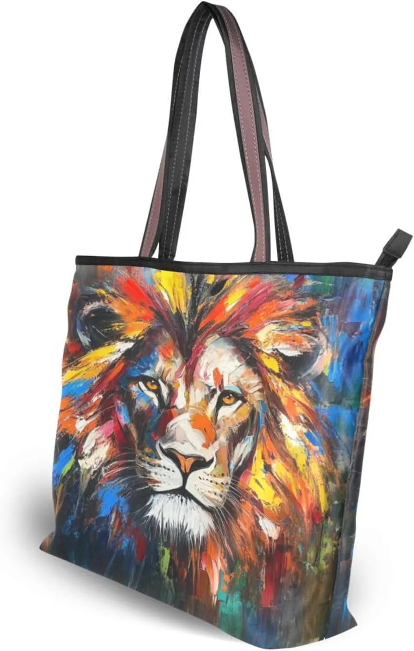 JSTEL Tote Bag for Women with Zipper,Polyester Tote Purse Holiday Tote Bag Work Handbag Women Gift