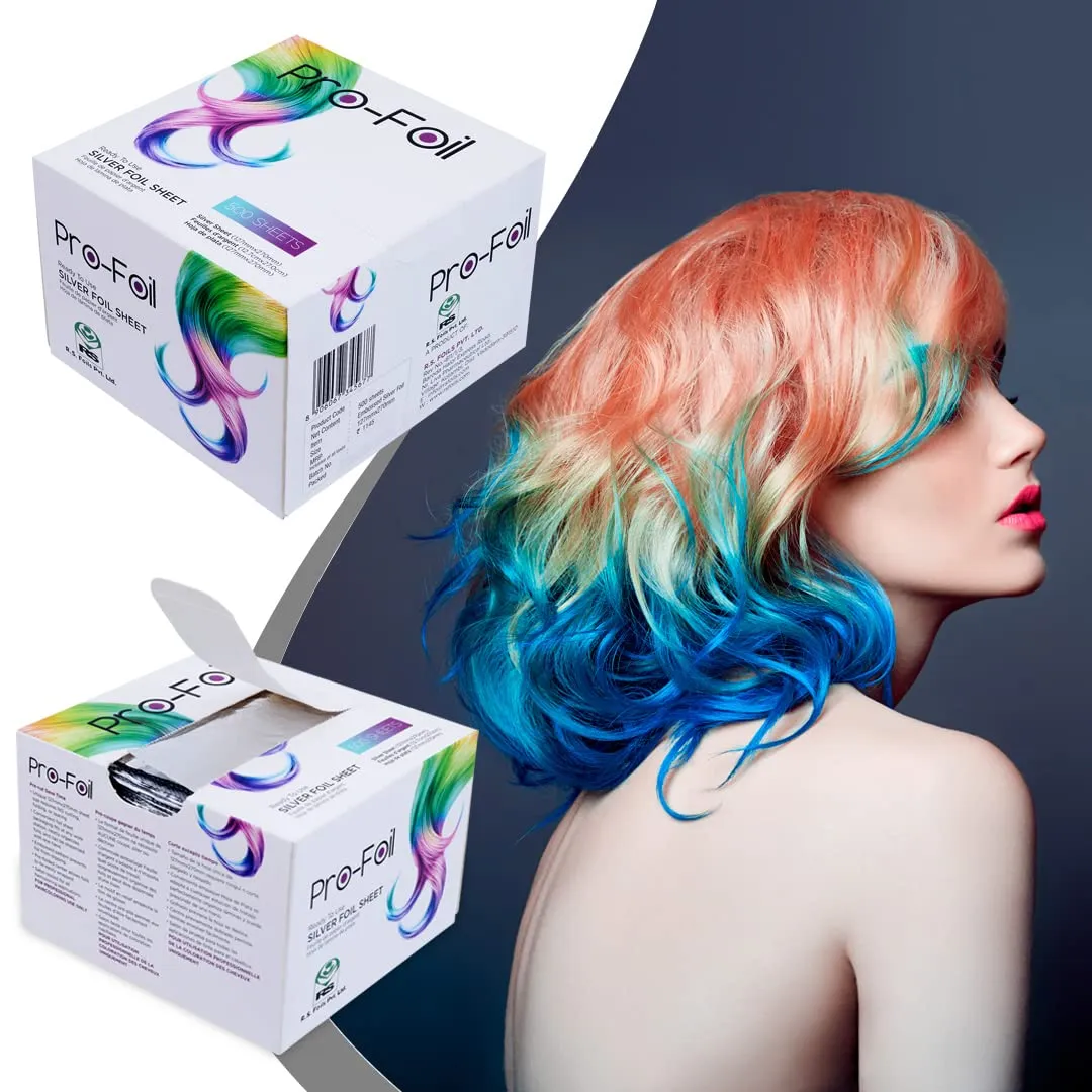 Just Home Pop Up Hair Highlighting Foils | Pre – Cut Aluminium Sheets for Bleaching, Highlighting, Color, Lightening | Ready to Use Silver Sheets | Pack of 6 (3000 Sheets)