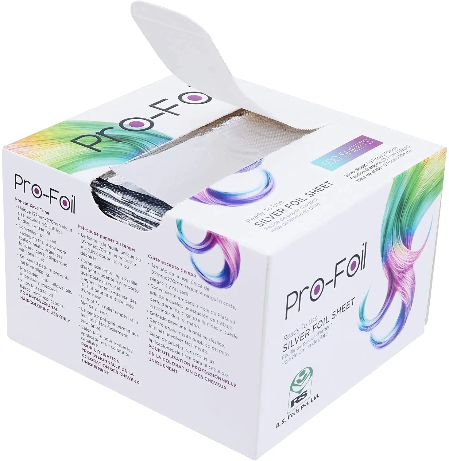 Just Home Pop Up Hair Highlighting Foils | Pre – Cut Aluminium Sheets for Bleaching, Highlighting, Color, Lightening | Ready to Use Silver Sheets | Pack of 6 (3000 Sheets)