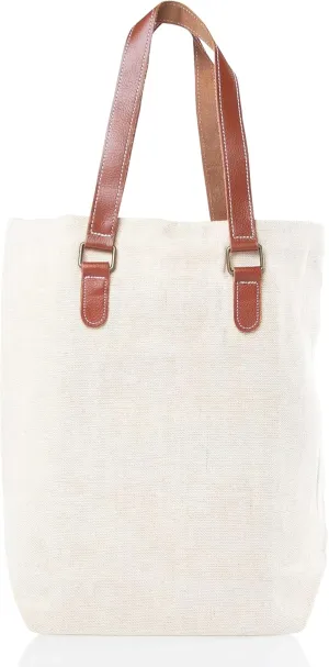 Jute & Canvas Tote: An Ultra-Stylish Open-Top Tote with Cotton Webbed Handles and Interior Brass Clip