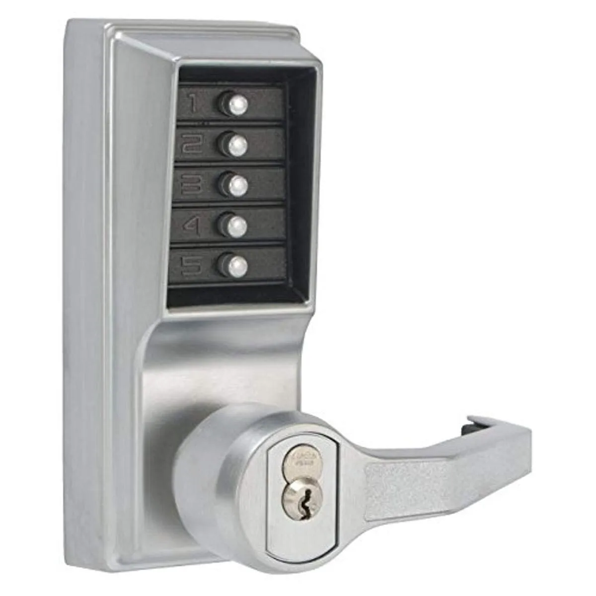 Kaba Simplex L1000 Series Metal Mechanical Pushbutton Cylindrical Lock, Chrome
