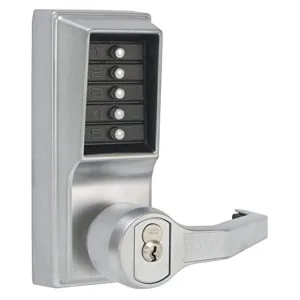 Kaba Simplex L1000 Series Metal Mechanical Pushbutton Cylindrical Lock, Chrome