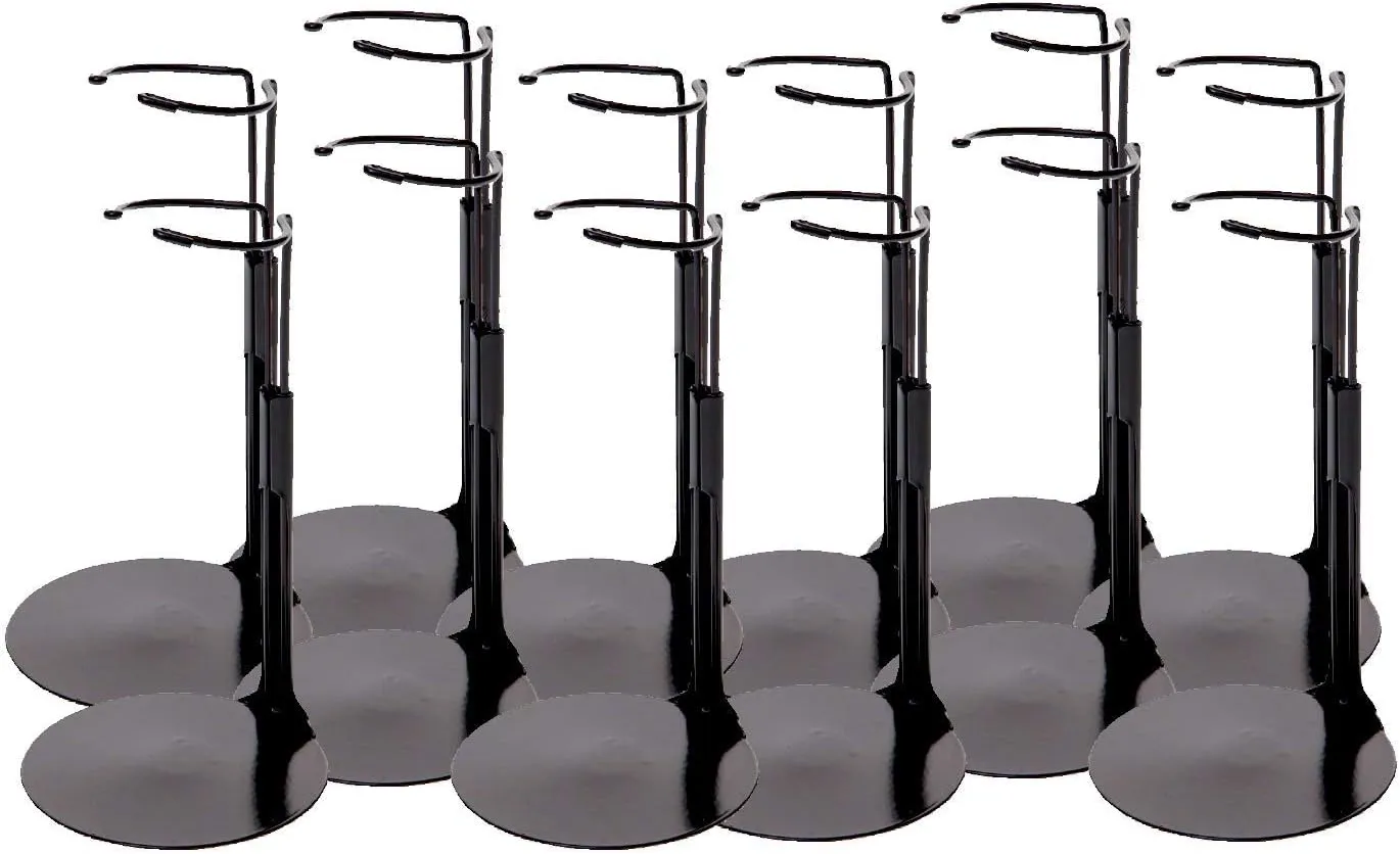 Kaiser Black 2075 - Action Figure Stand with Expandable Waist Wire for 6.5"-11" Dolls - 12 pcs