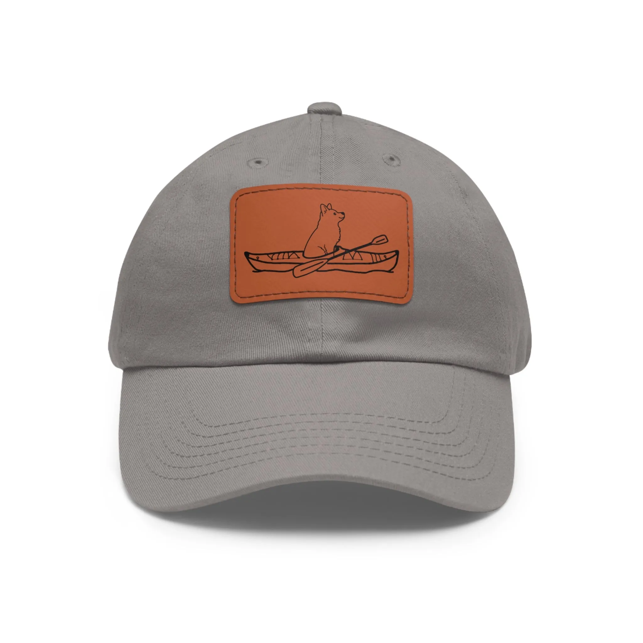 Kayak Dog Husky - Hat with Leather Patch (Rectangle)