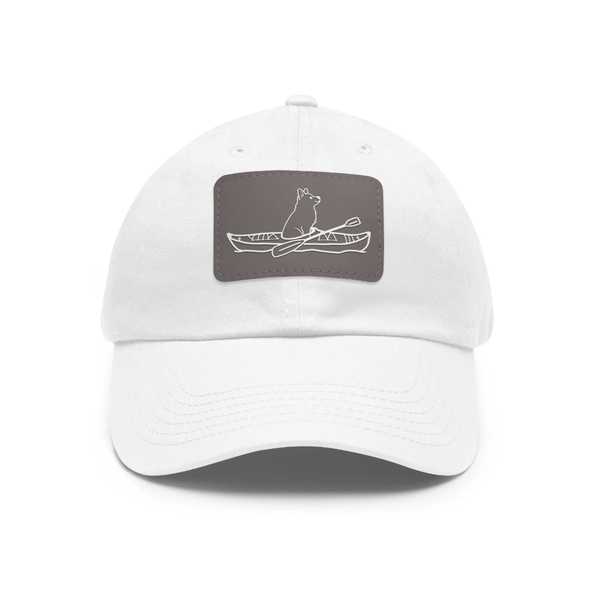 Kayak Dog Husky - Hat with Leather Patch (Rectangle)