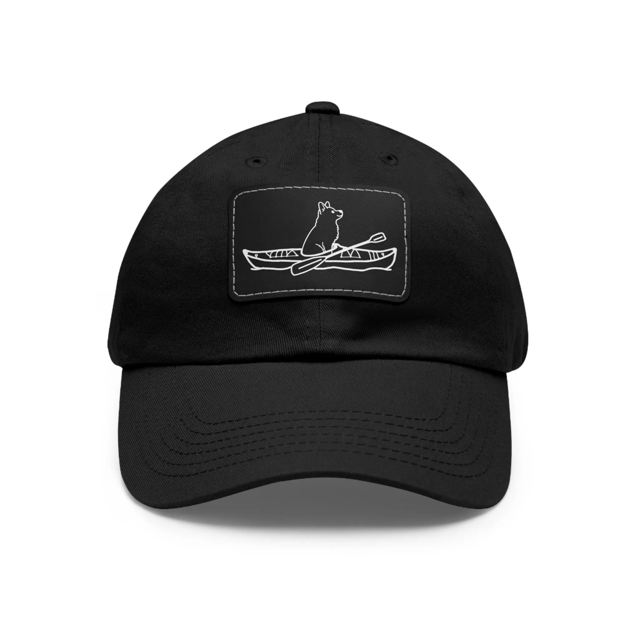 Kayak Dog Husky - Hat with Leather Patch (Rectangle)