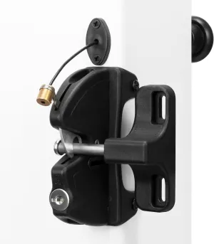 Key Lockable 2 Way Gate Latch with Spring Loaded Pull Cable and Key,2 Sided Gate Fence Lock for Outdoor Gates,Locking Gate Door Lock Fence Latch Gate Hardware for Metal,Wood,Vinyl Fence,Black Finish