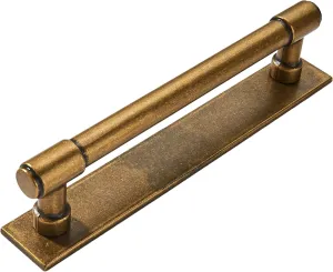 khtumeware 5 Pack 3-3/4 Inch(96 mm) Center to Center Antique Brass Cabinet Pull Backplate with Base Plate Zinc Solid Vintage Kitchen Cabinet Handles Drawer Pulls Cabinet Hardware
