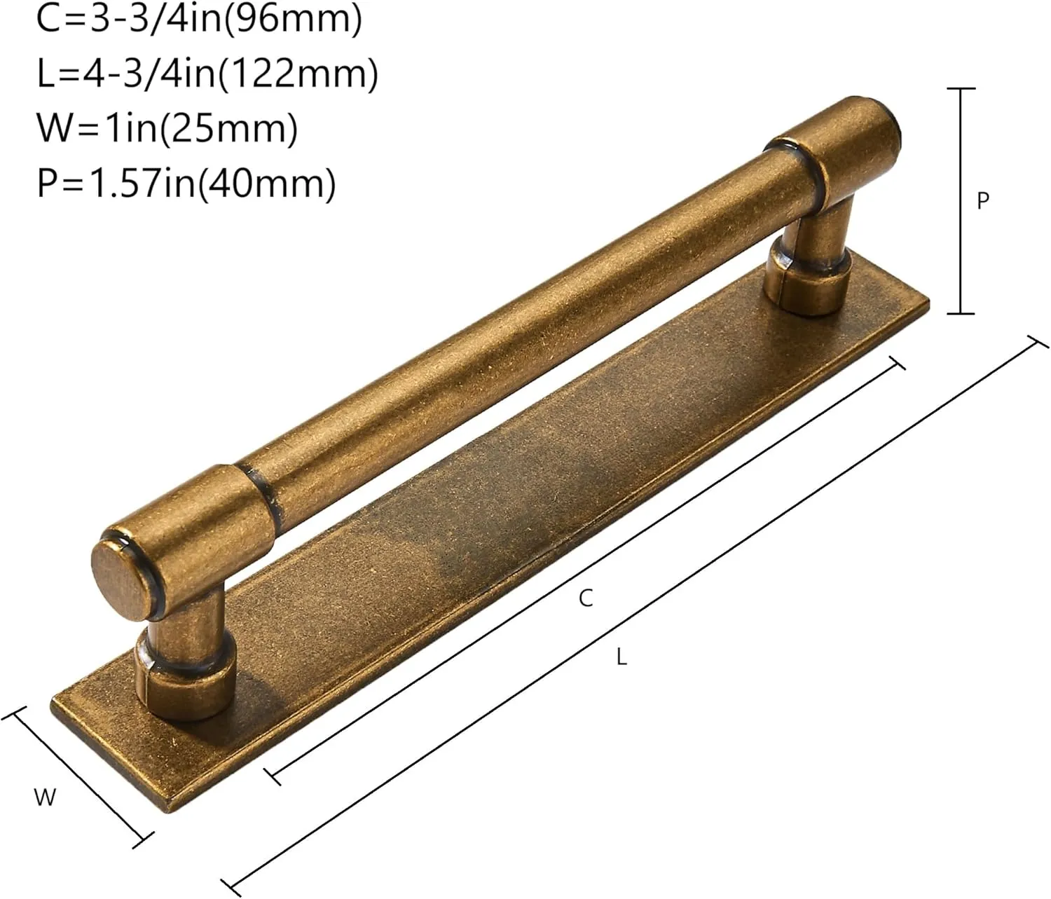 khtumeware 5 Pack 3-3/4 Inch(96 mm) Center to Center Antique Brass Cabinet Pull Backplate with Base Plate Zinc Solid Vintage Kitchen Cabinet Handles Drawer Pulls Cabinet Hardware