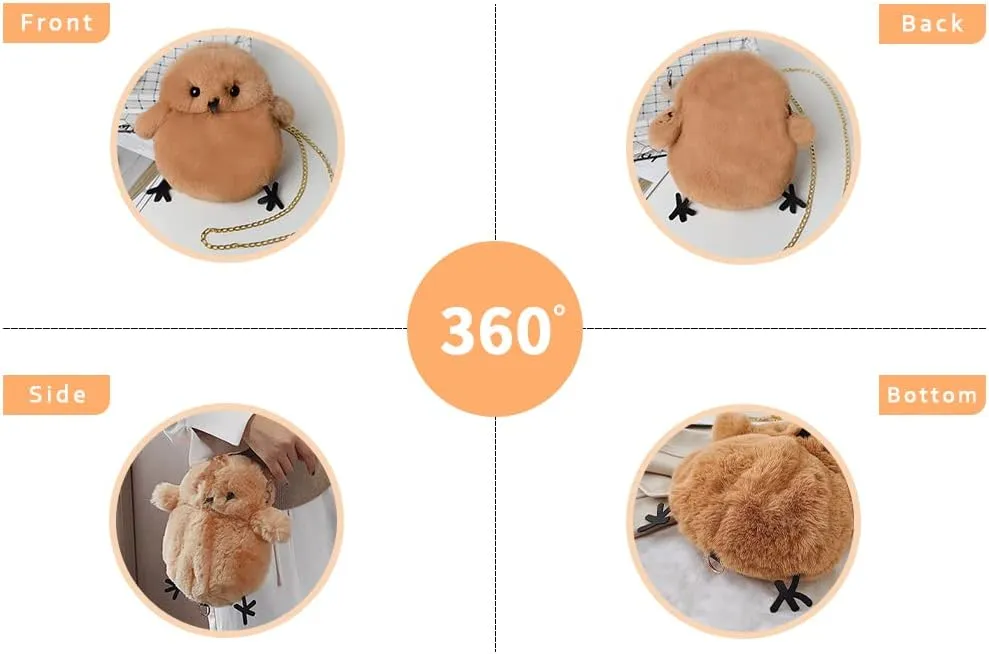 Kids Girls Pluse Cute Crossbody bag,Small Plush Kawaii Animal Handbag Purse for Women