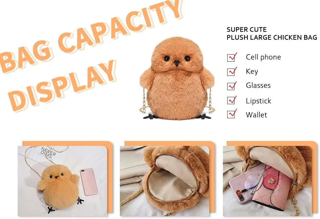 Kids Girls Pluse Cute Crossbody bag,Small Plush Kawaii Animal Handbag Purse for Women