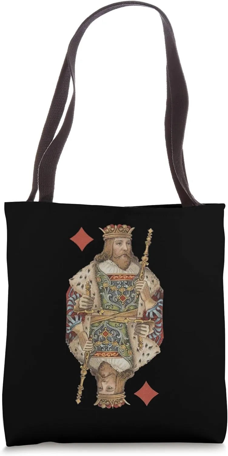 King of Diamonds Antique Art Nouveau Playing Card Art Deco Tote Bag