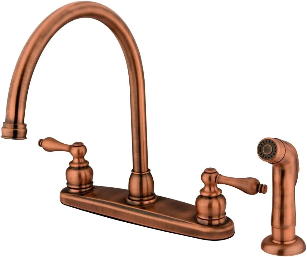 KINGSTON BRASS KB726ALSP Vintage 8" Centerset Kitchen Faucet, Antique Copper
