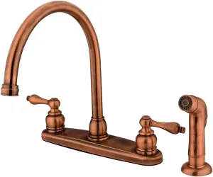 KINGSTON BRASS KB726ALSP Vintage 8" Centerset Kitchen Faucet, Antique Copper