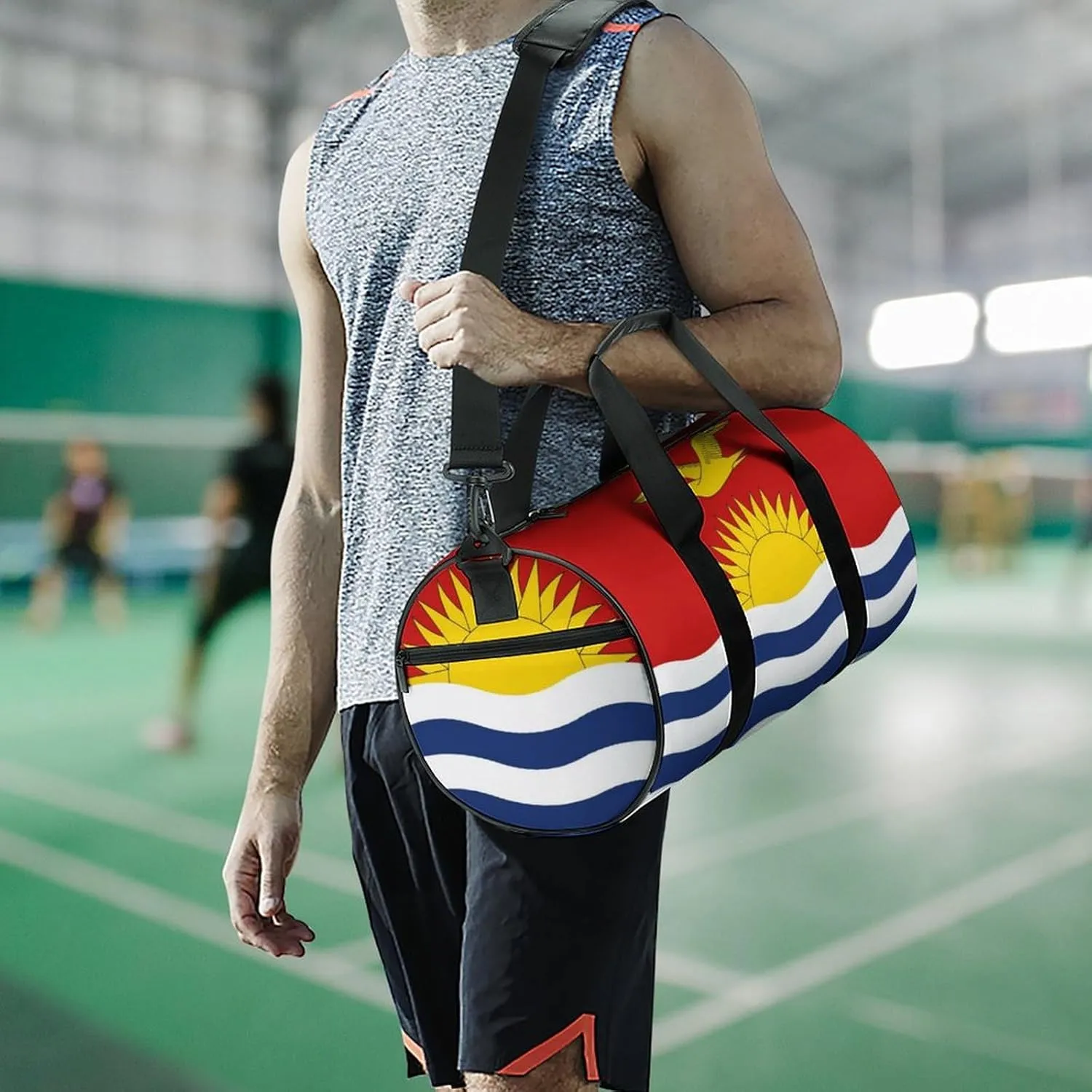 Kiribati Flag Gym Bag for Men Women with Wet Pocket Travel Duffel Sports Overnight Weekender