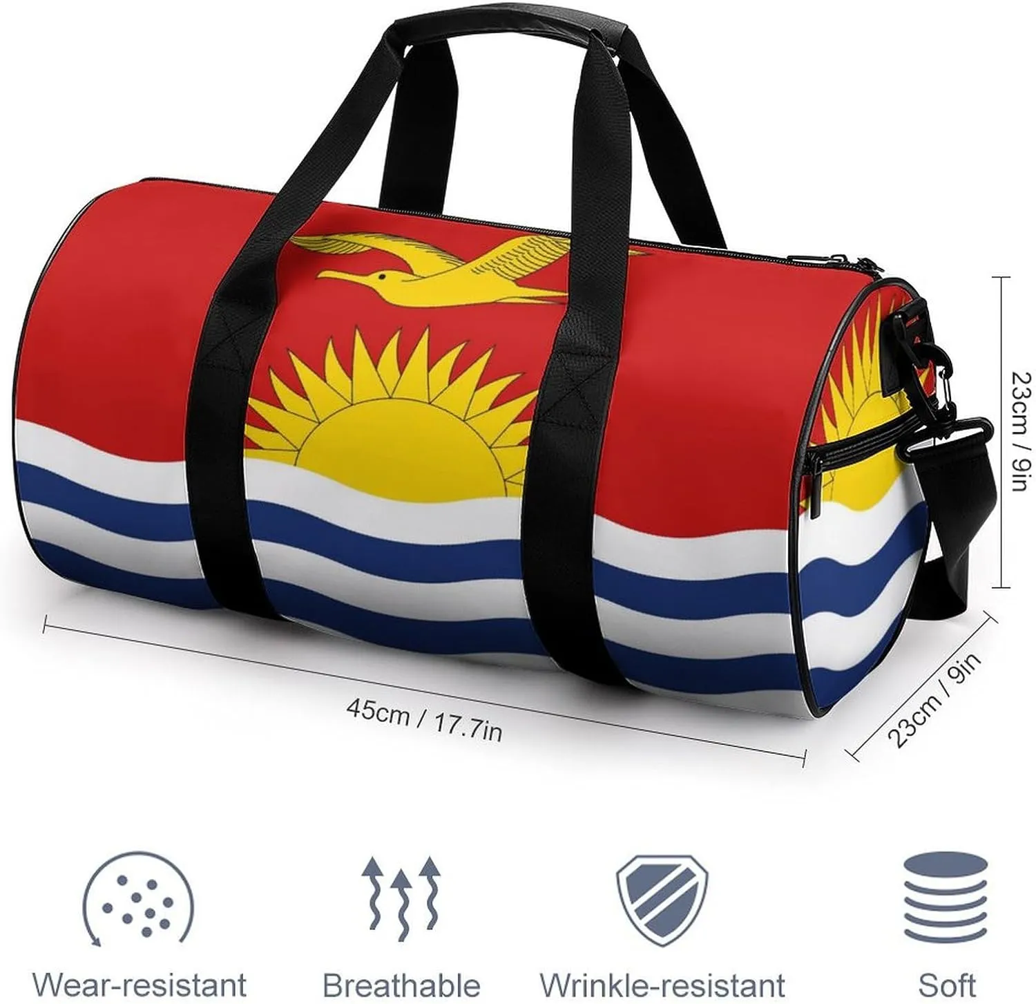 Kiribati Flag Gym Bag for Men Women with Wet Pocket Travel Duffel Sports Overnight Weekender