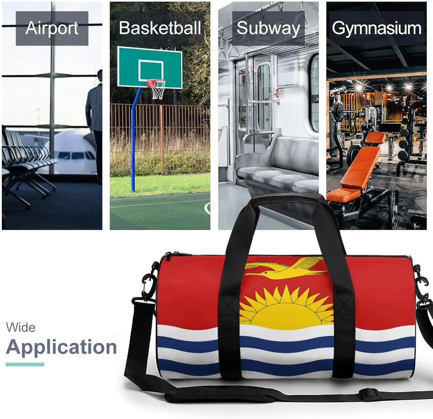 Kiribati Flag Gym Bag for Men Women with Wet Pocket Travel Duffel Sports Overnight Weekender