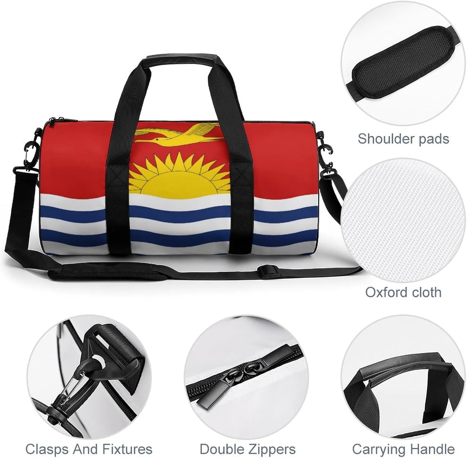Kiribati Flag Gym Bag for Men Women with Wet Pocket Travel Duffel Sports Overnight Weekender