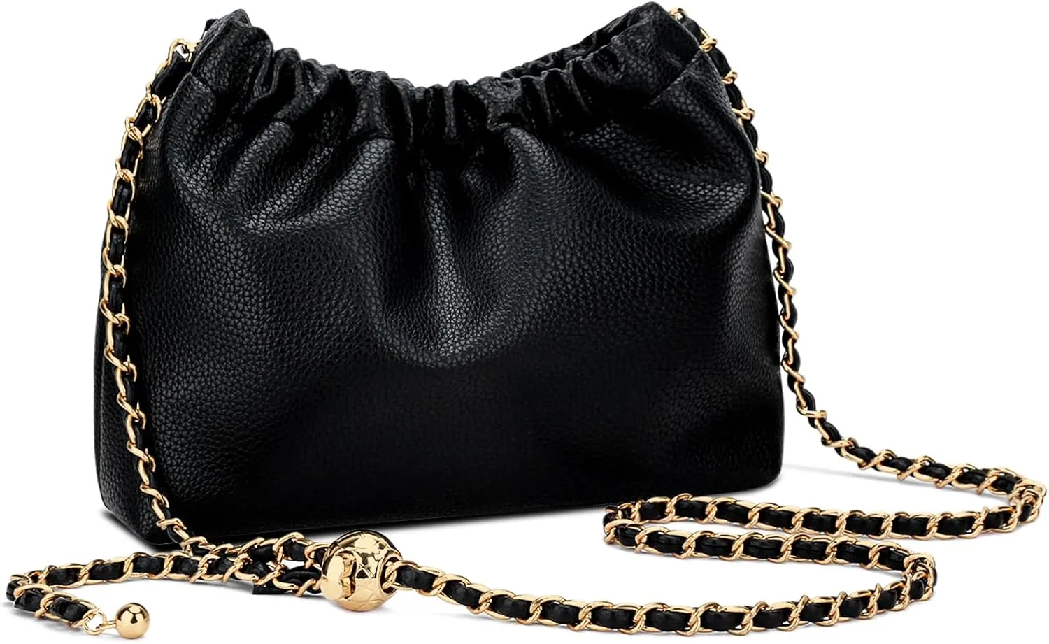 KKXIU Small Crossbody Bags for Women Ruched Vegan Leather Shoulder Purse with Adjustable Strap