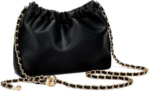 KKXIU Small Crossbody Bags for Women Ruched Vegan Leather Shoulder Purse with Adjustable Strap