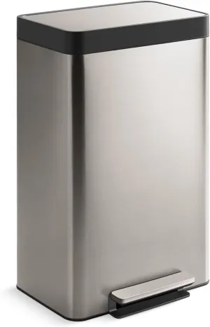 KOHLER 13-Gallon Stainless Steel Step Trash Can, Stainless Steel, Hands-Free Pedal, Quiet-Close Lid, Fingerprint-Resistant, Durable, K-20940-ST