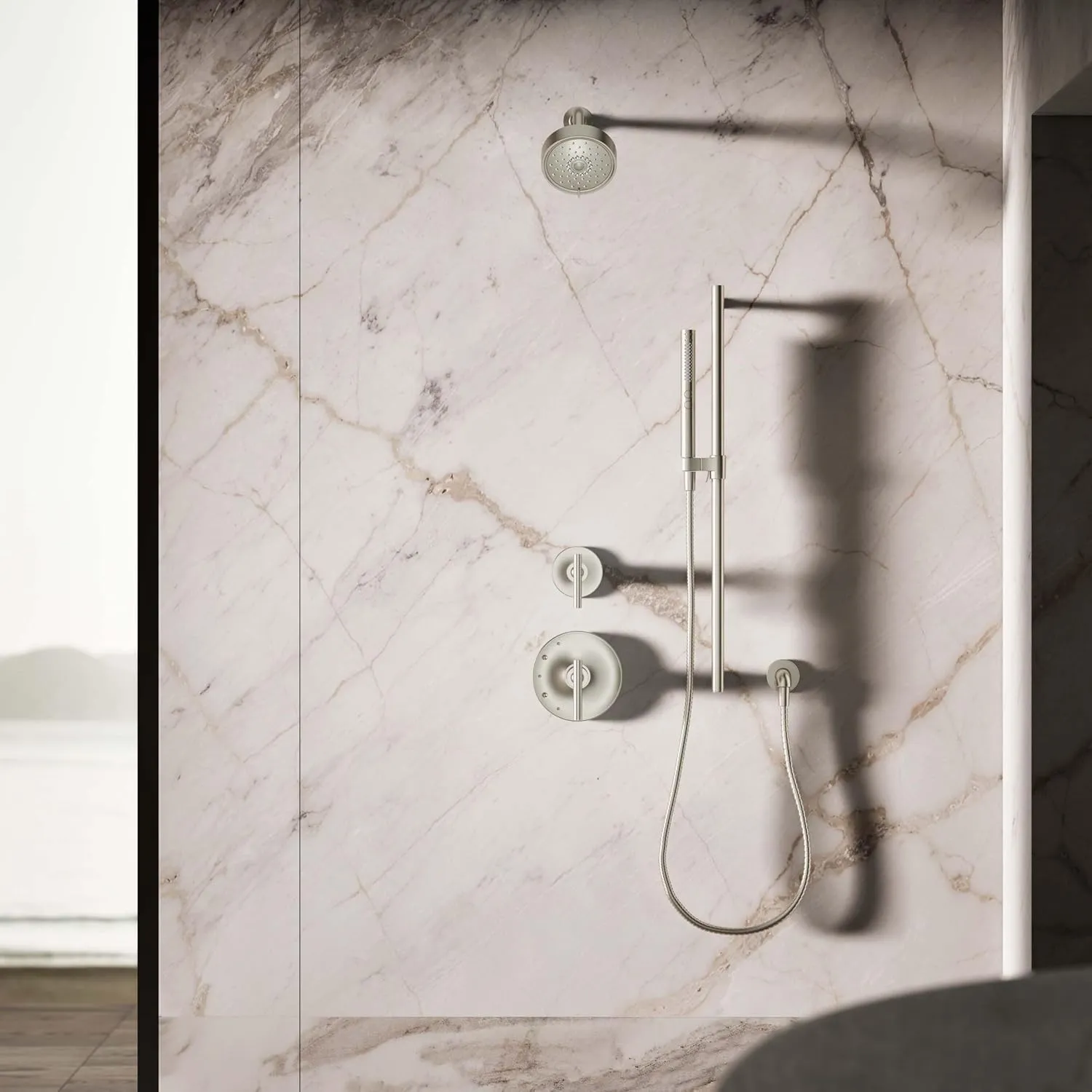 KOHLER 21335-G-BN Shift   Round Two-Function Handshower, Handheld Showerhead with 2 Spray Settings, 1.75 GPM, Vibrant Brushed Nickel