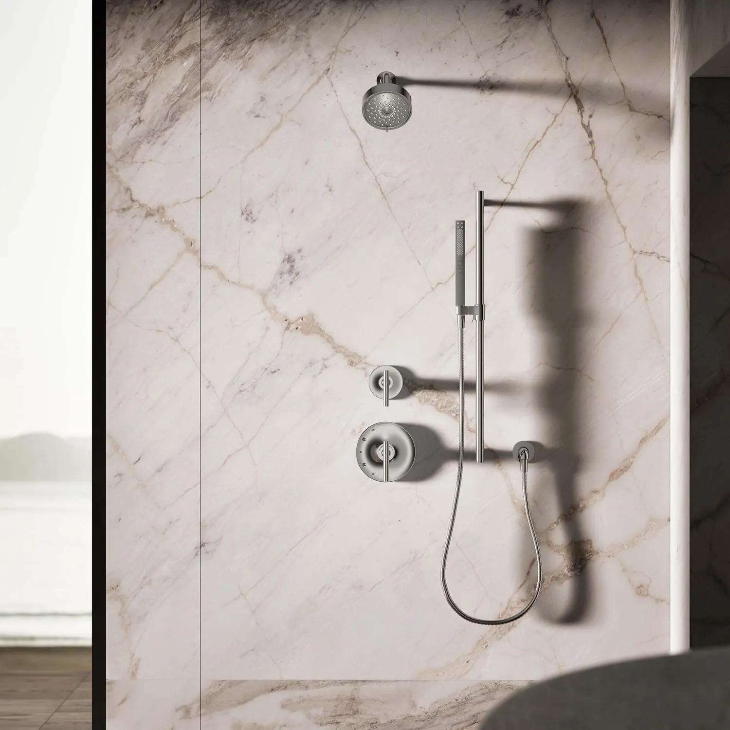 KOHLER 21336-TT Shift   Square Two-Function Handshower, Handheld Showerhead with 2 Spray Settings, 2.5 GPM, Vibrant Titanium