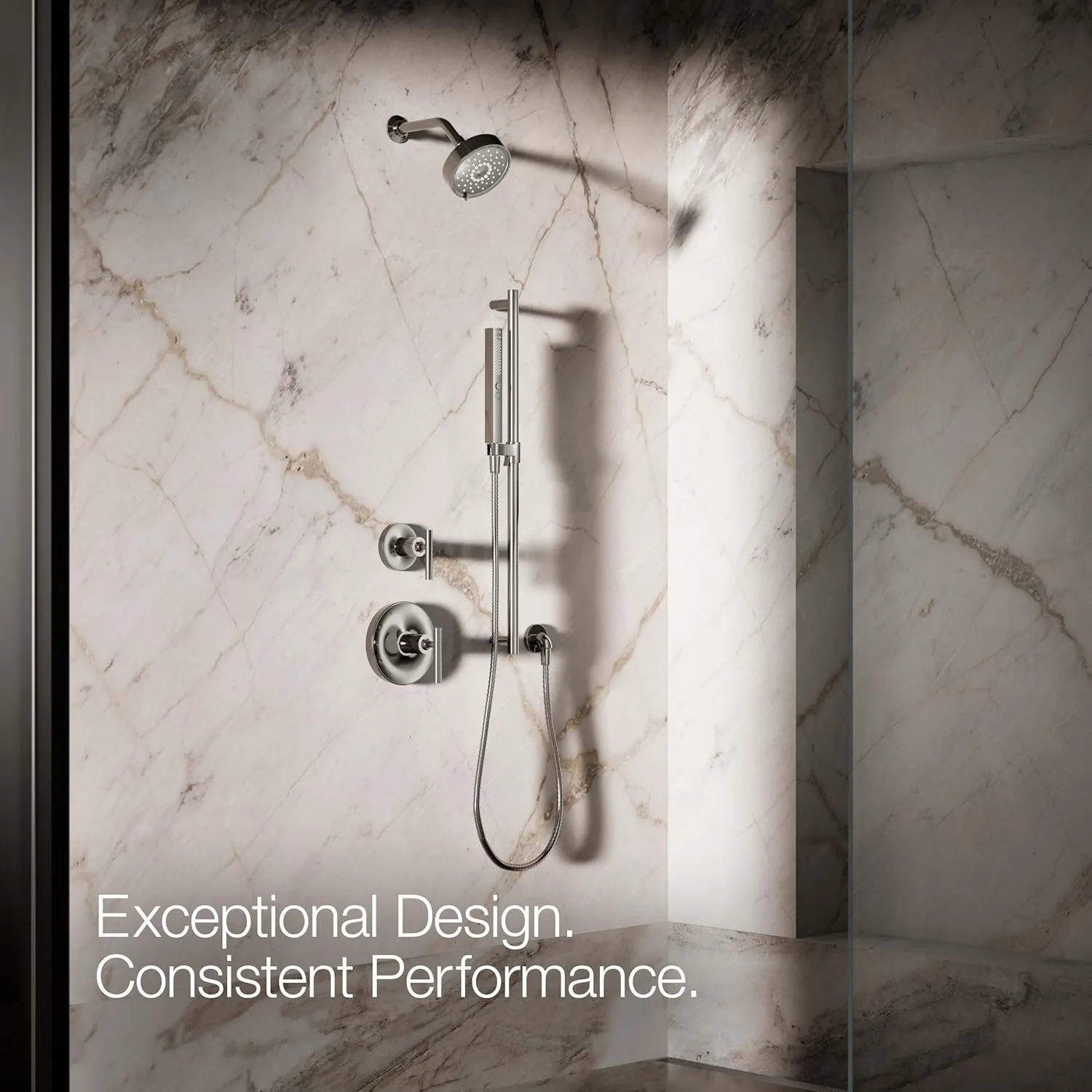 KOHLER 21336-TT Shift   Square Two-Function Handshower, Handheld Showerhead with 2 Spray Settings, 2.5 GPM, Vibrant Titanium