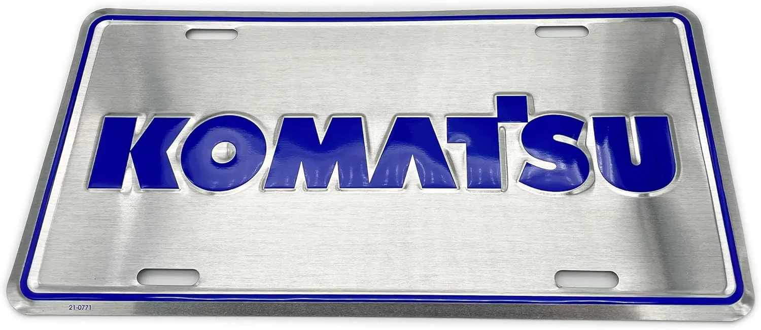 Komatsu Silver Embossed Metal License Plate Tag, Regular size