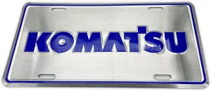 Komatsu Silver Embossed Metal License Plate Tag, Regular size