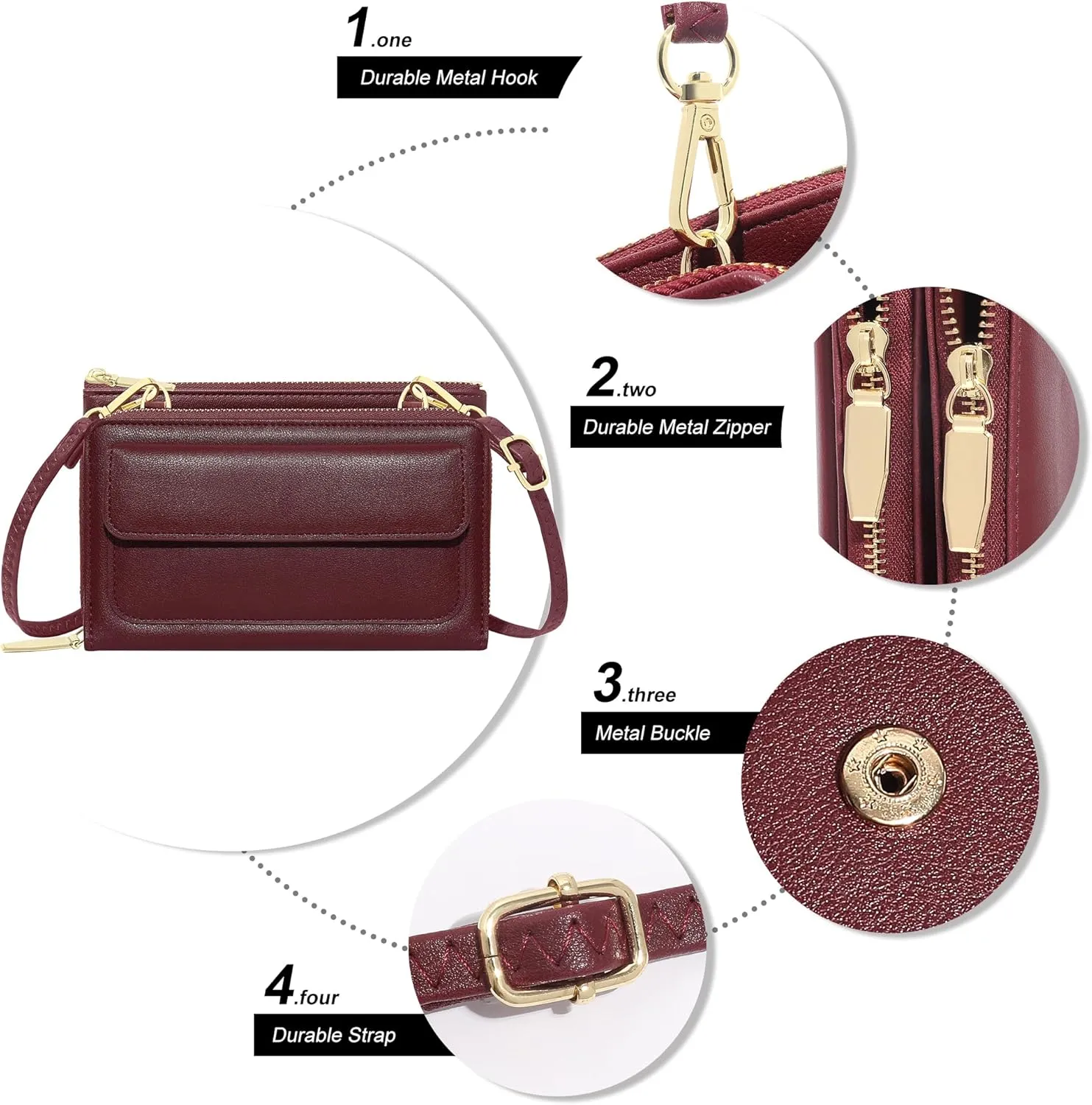 KUKOO Small Crossbody Bag for Women Cell Phone Wallet Purse Mini Shoulder Handbags with Card Slots