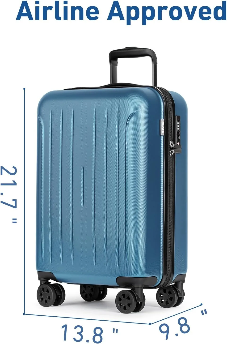 KYME Airline Approved 20 Inch Carry On Luggage, Hardside Suitcase with TSA Lock, 360° Spinner Wheels, 22x14x9, Aurora Blue