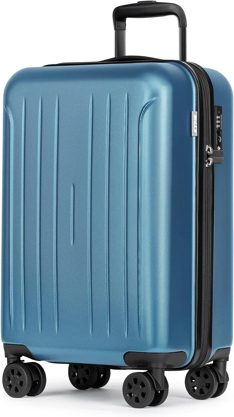 KYME Airline Approved 20 Inch Carry On Luggage, Hardside Suitcase with TSA Lock, 360° Spinner Wheels, 22x14x9, Aurora Blue
