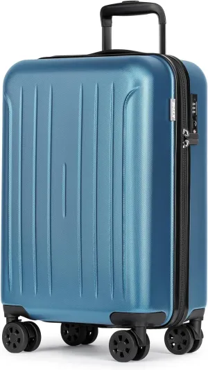 KYME Airline Approved 20 Inch Carry On Luggage, Hardside Suitcase with TSA Lock, 360° Spinner Wheels, 22x14x9, Aurora Blue