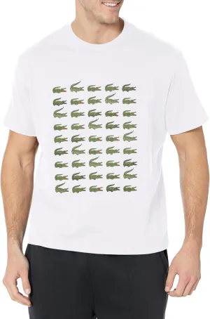 Lacoste Men's Short Sleeve Crew Neck Allover Croc Graphic T-Shirt