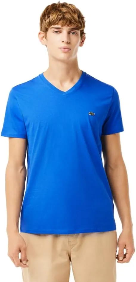 Lacoste Men's Short Sleeve V-Neck Pima Cotton Jersey T-Shirt