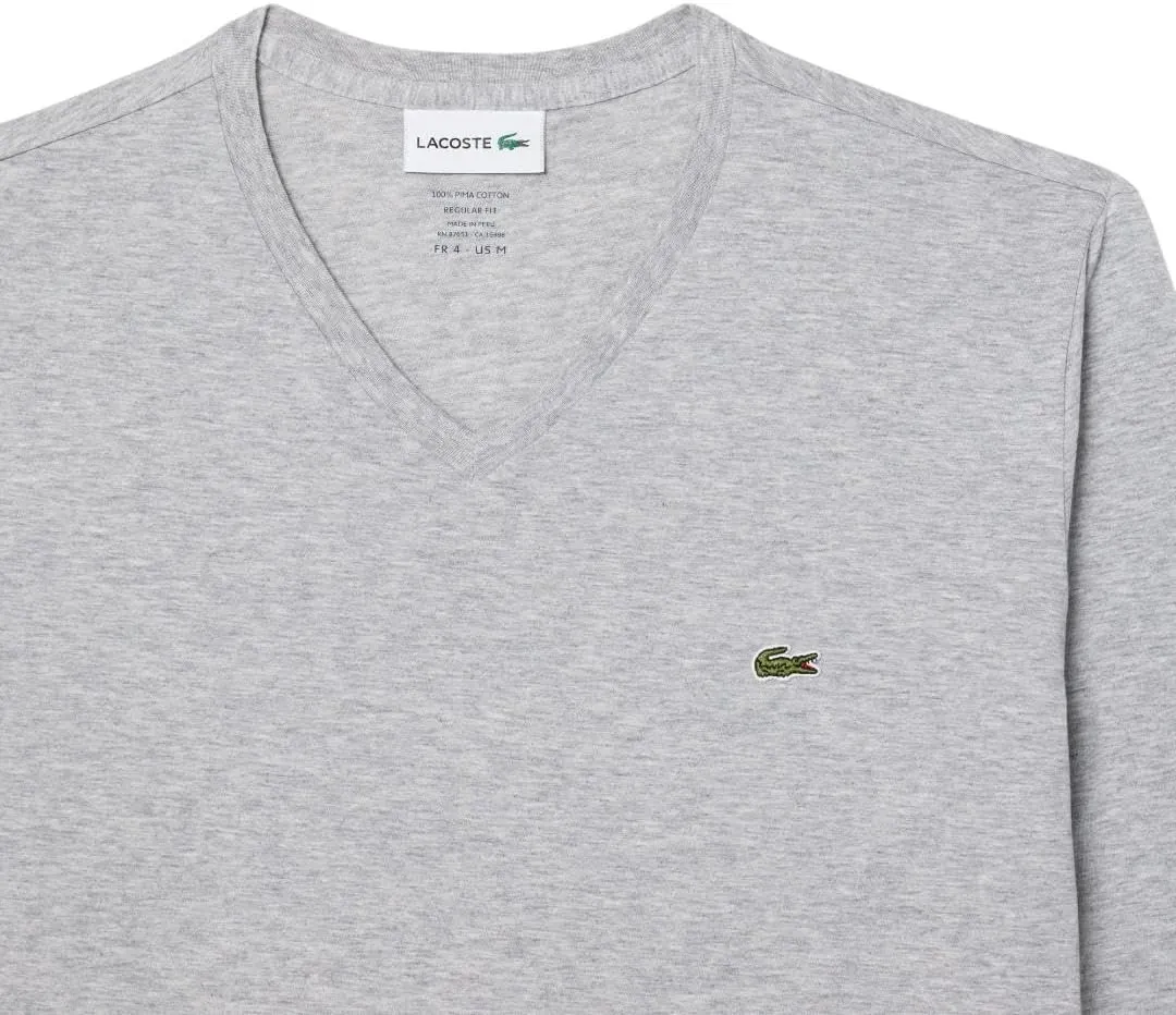 Lacoste Men's V Neck Lightweight Pima Cotton Jersey T-Shirt