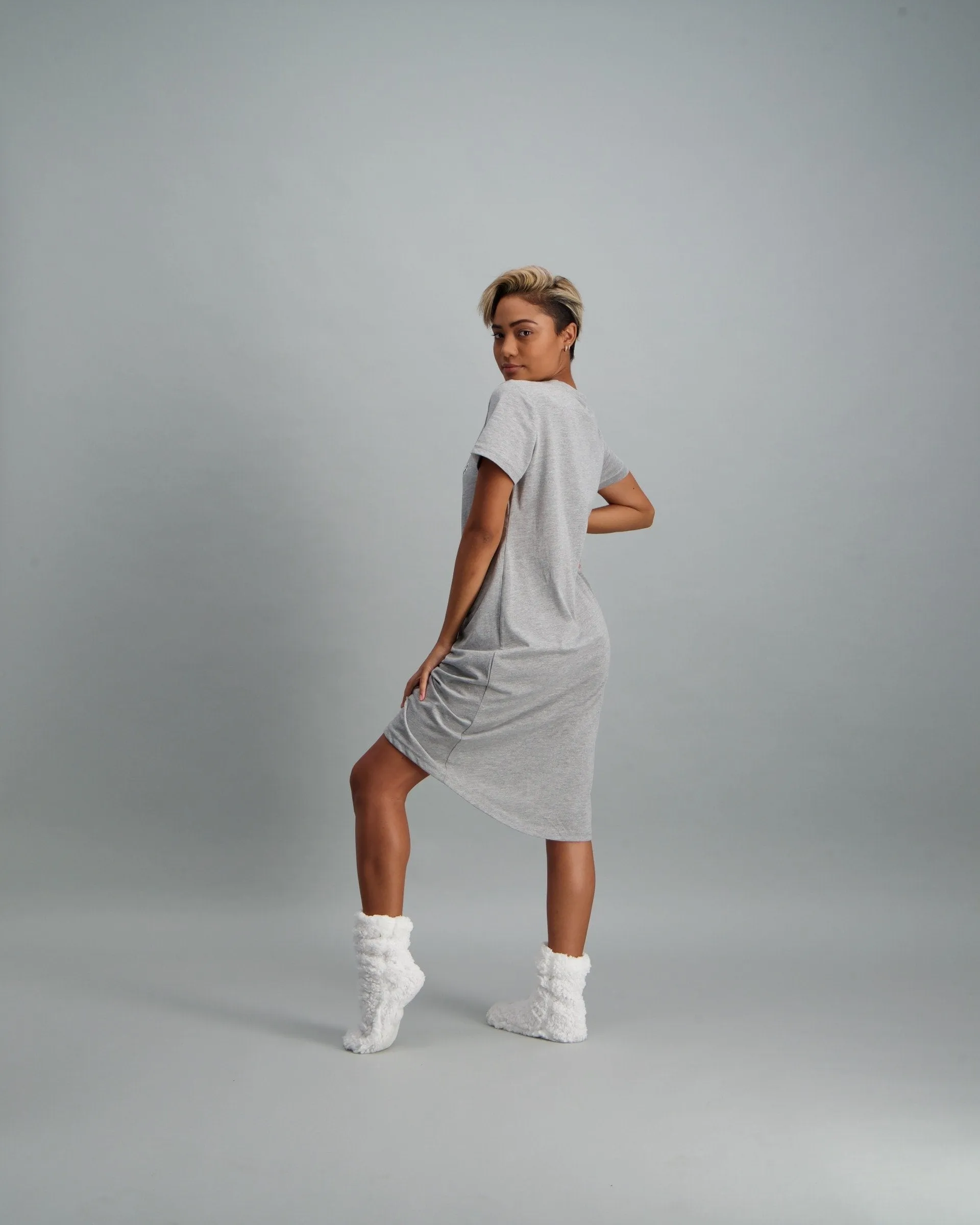 Ladies Slogan Sleepshirt - Grey
