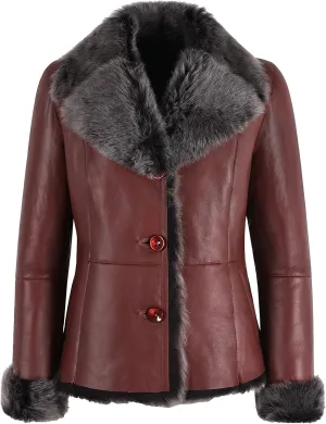 Ladies Spanish Sheepskin Natural Genuine Designer Warm Winters Leather Jacket SC-396
