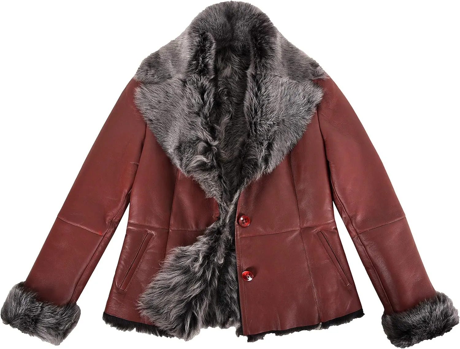 Ladies Spanish Sheepskin Natural Genuine Designer Warm Winters Leather Jacket SC-396