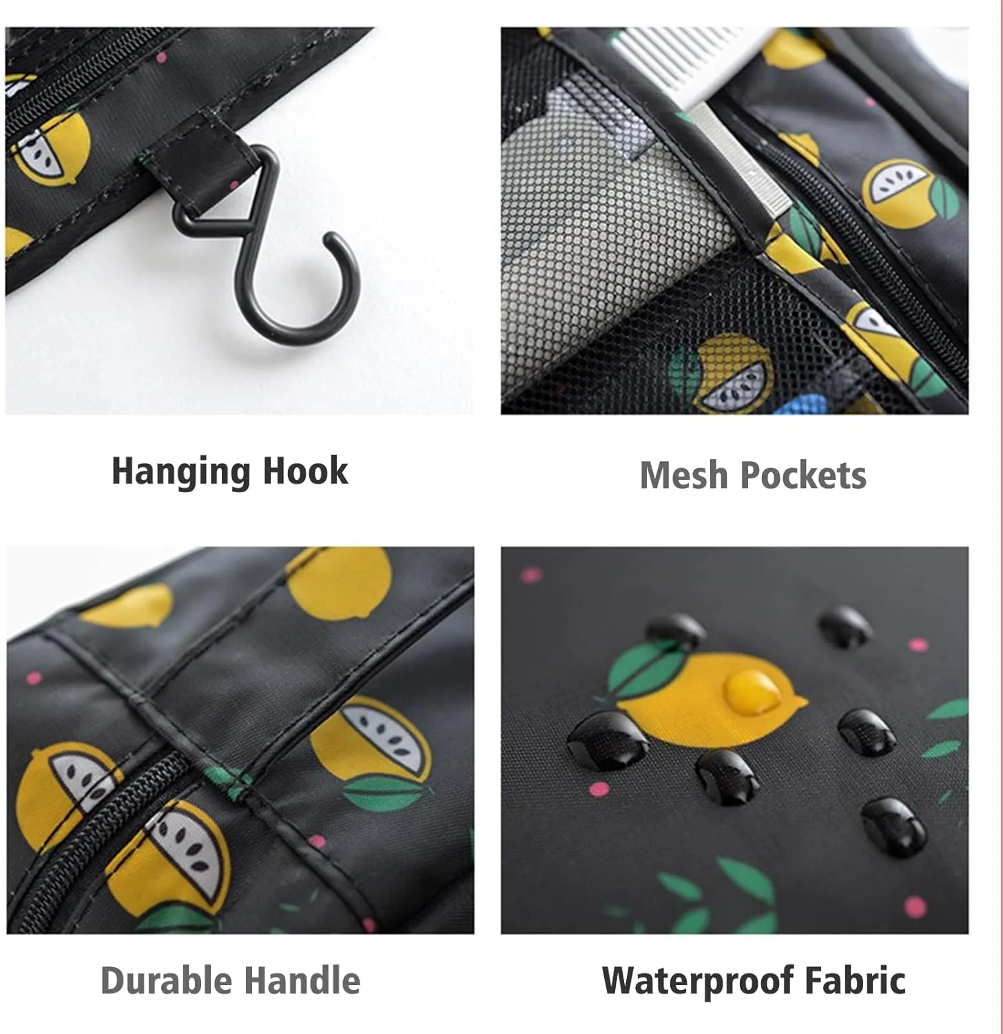 L&FY Hanging Toiletry Bags, Travel Makeup Toiletries Bag Organizer For Women & Men Dopp Kits Pouch For Travel Accessories, Essentials (Yellow, L)