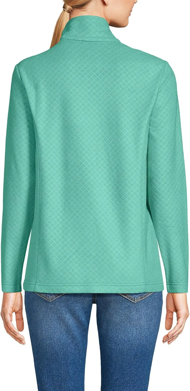 Lands' End Women's Embossed Quarter Zip Fleece Pullover