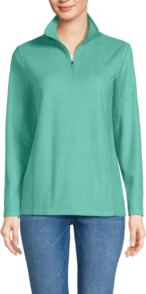 Lands' End Women's Embossed Quarter Zip Fleece Pullover