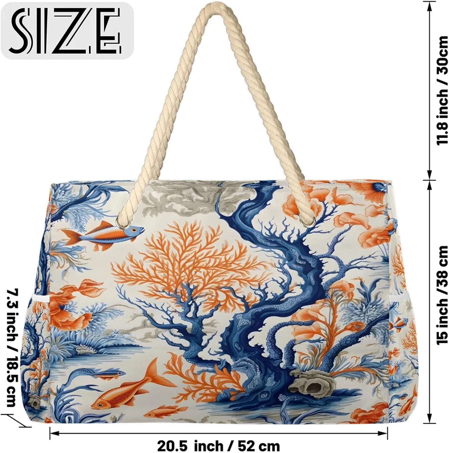 Large Beach Bags for Women and Men, Waterproof Tote with Zipper, Reusable Grocery Shopping Shoulder Bag