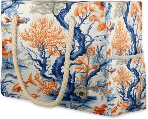 Large Beach Bags for Women and Men, Waterproof Tote with Zipper, Reusable Grocery Shopping Shoulder Bag