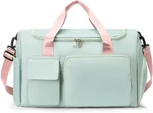 Large Capacity Overnight Weekender Duffle Bags,Folding Travel Bag For Women,Carry On Lightweight Bag With Shoe Compartment,Sports Gym Tote Workout Bag Dry And Wet Separation