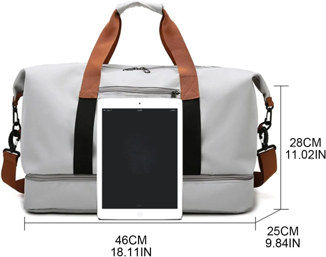Large Capacity Shoulder Bags Duffel Bag with Shoes Compartment Zipper Gym Tote