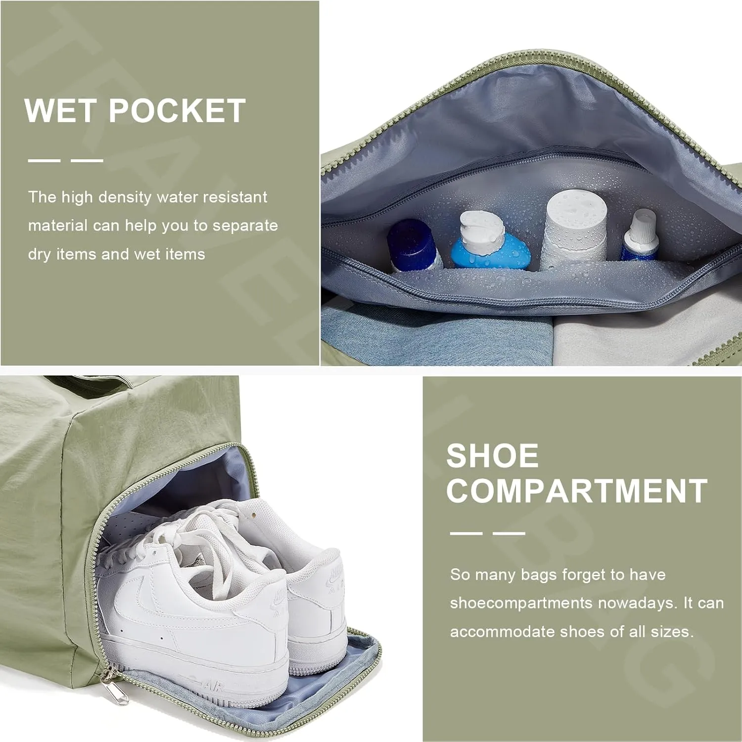 Large Gym Bag for Women Lightweight Carry on Gym Tote Bag, Workout Sport Duffle Bag with Shoe Compartment,Crossbody Shoulder Travel Bag for Swim, Yoge, Dance