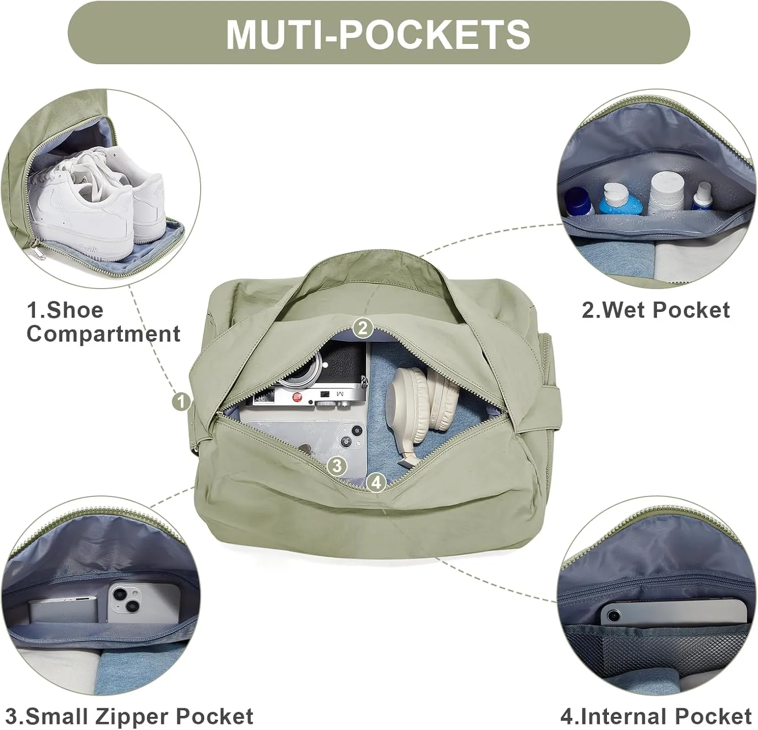Large Gym Bag for Women Lightweight Carry on Gym Tote Bag, Workout Sport Duffle Bag with Shoe Compartment,Crossbody Shoulder Travel Bag for Swim, Yoge, Dance