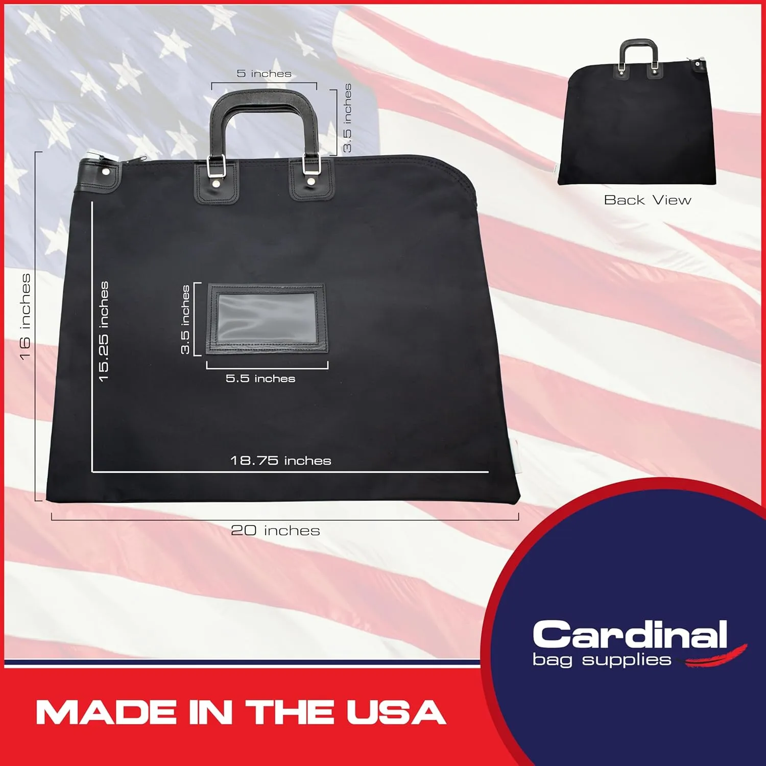 Large Locking Document Bag with Handles, Security Bag with Lock, HIPAA Compliant, 16 x 20 inch (Black)